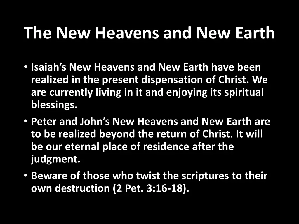 the new heavens and new earth