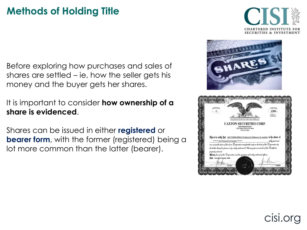 methods of holding title