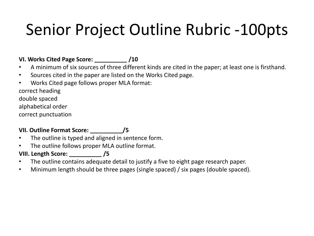 senior project outline rubric 100pts 1