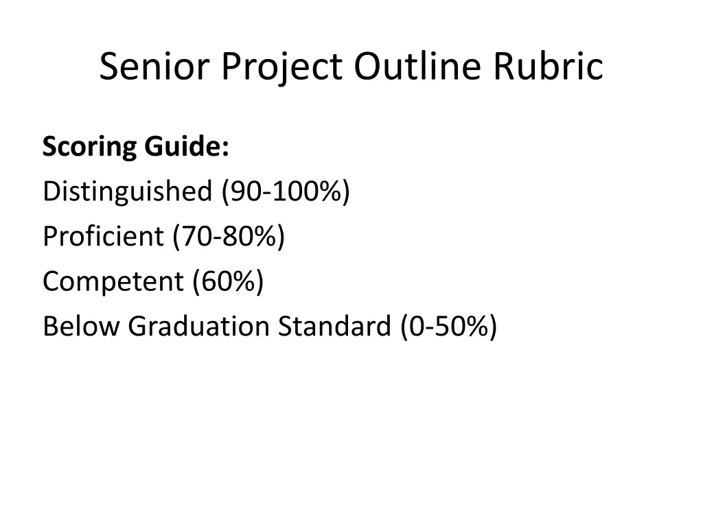 senior project outline rubric