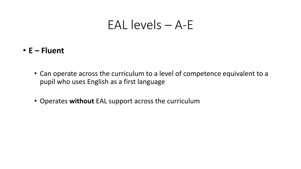 eal levels a e 4