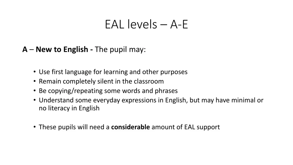 eal levels a e