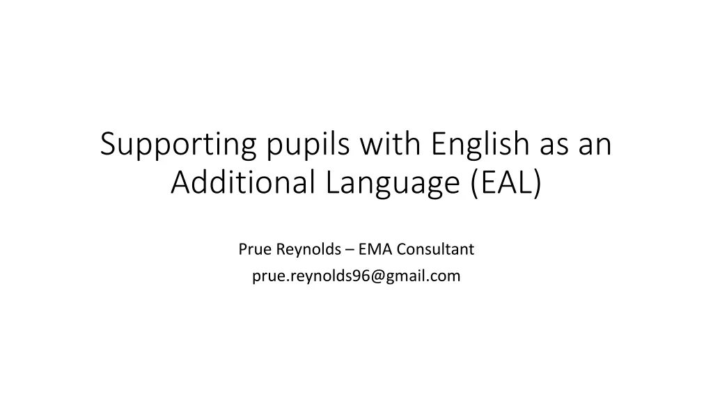 supporting pupils with english as an additional