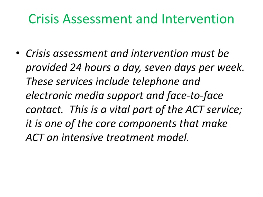 crisis assessment and intervention