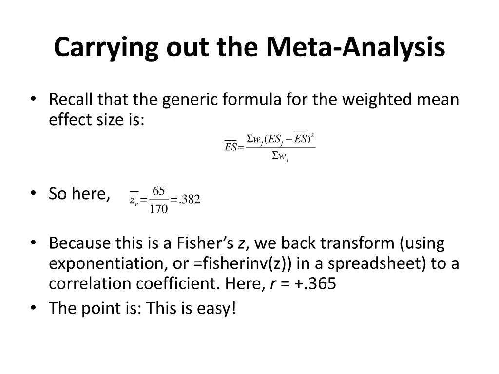 carrying out the meta analysis