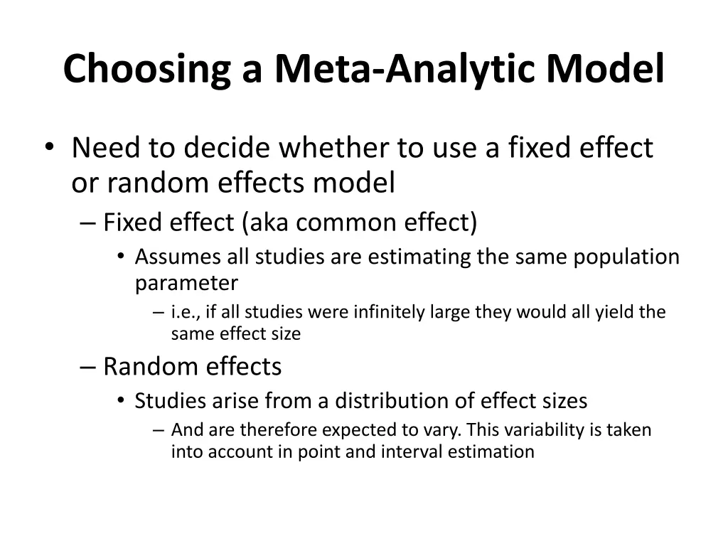 choosing a meta analytic model