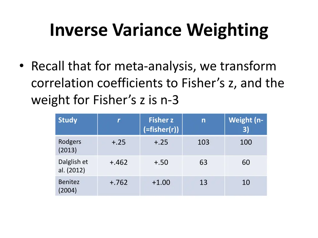 inverse variance weighting