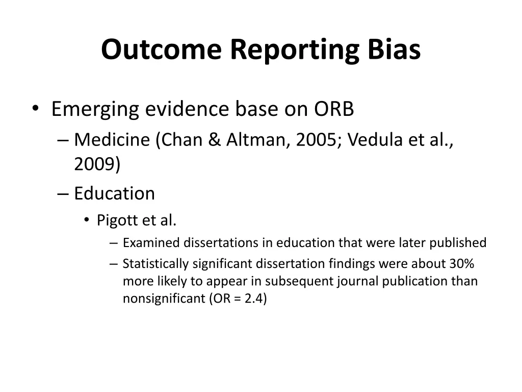 outcome reporting bias