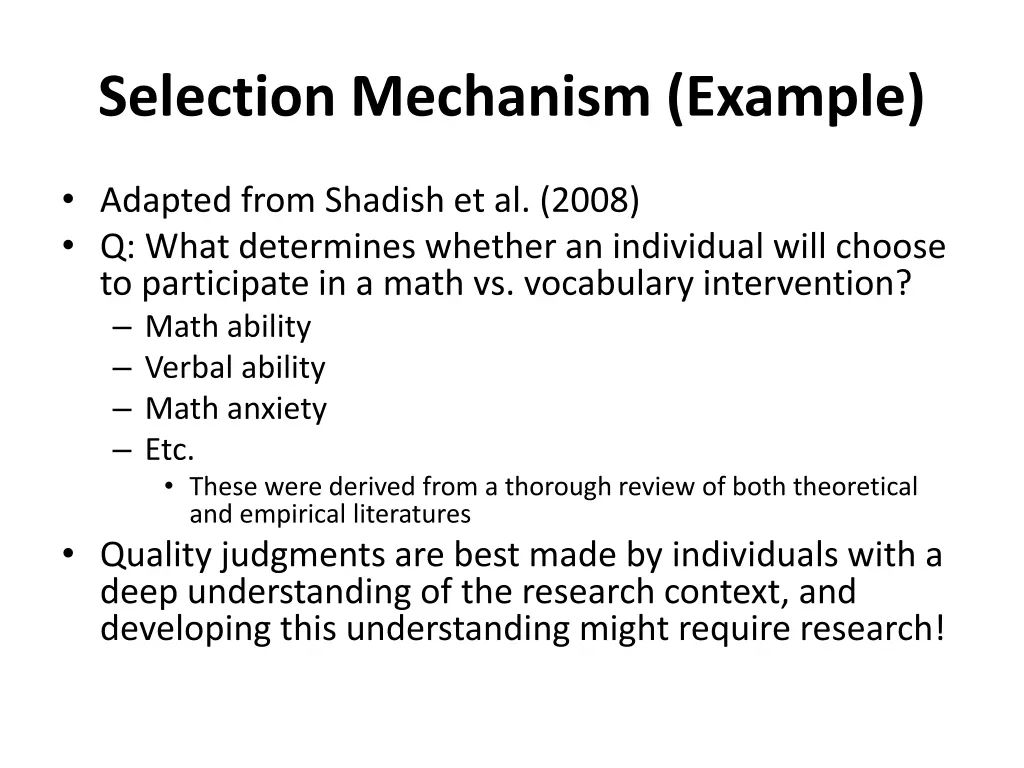 selection mechanism example