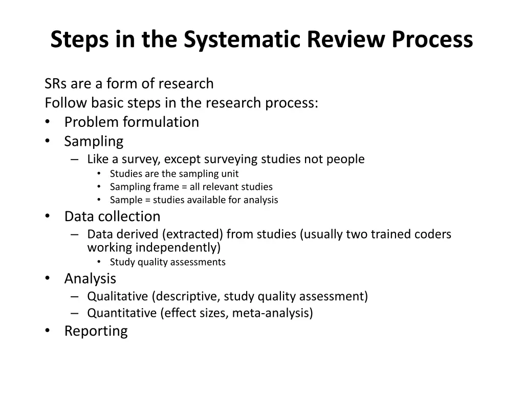 steps in the systematic review process