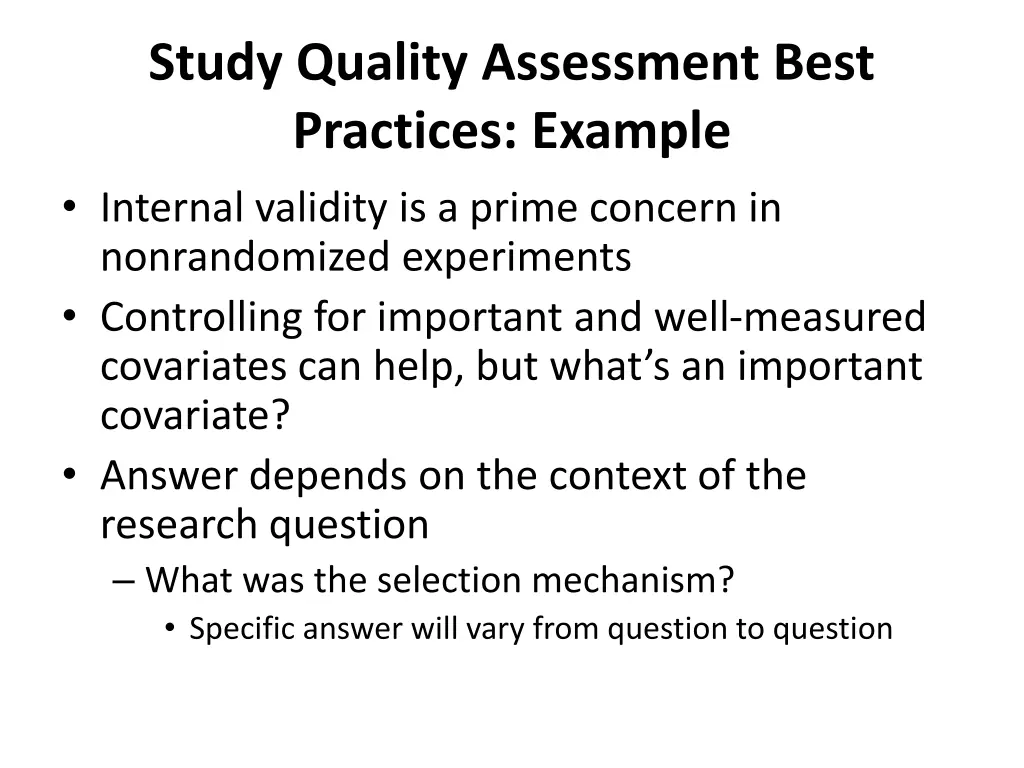 study quality assessment best practices example