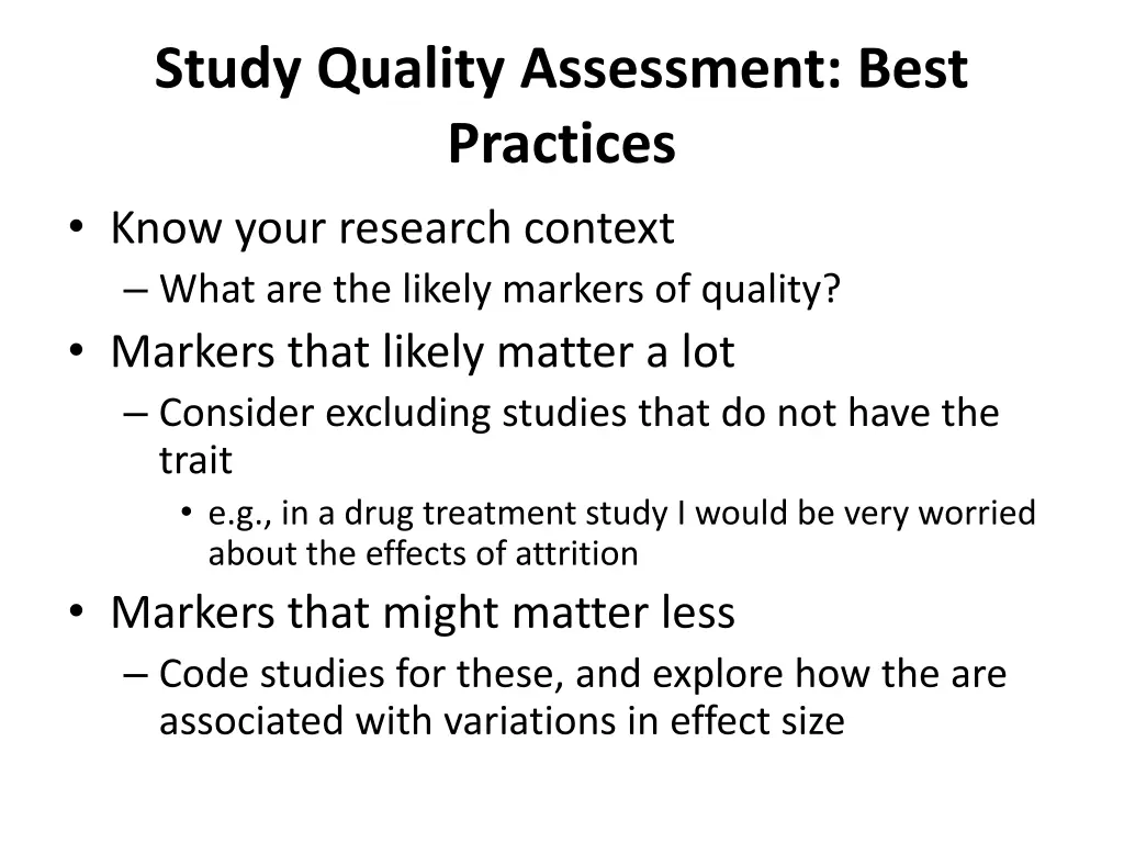 study quality assessment best practices know your