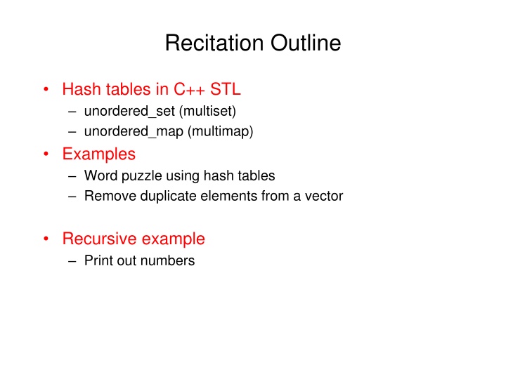 recitation outline