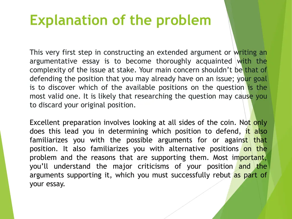 explanation of the problem