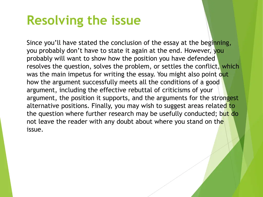 resolving the issue