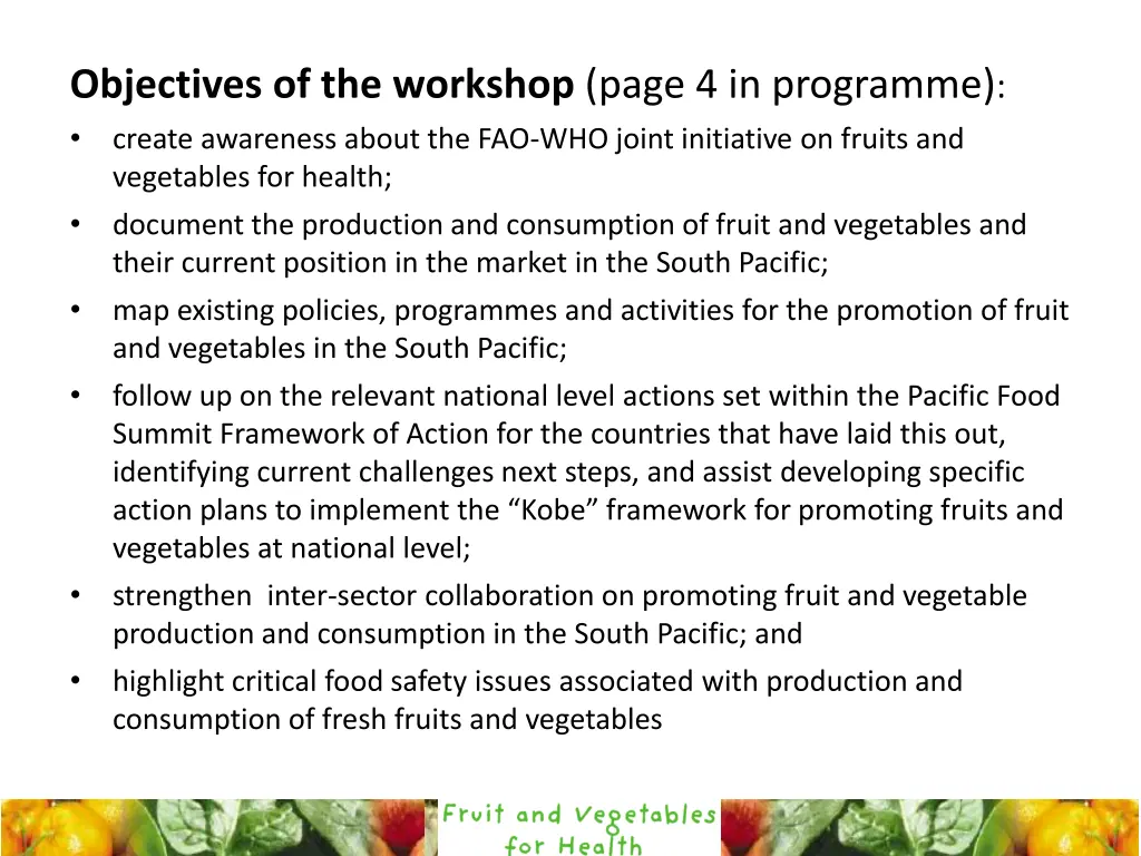 objectives of the workshop page 4 in programme