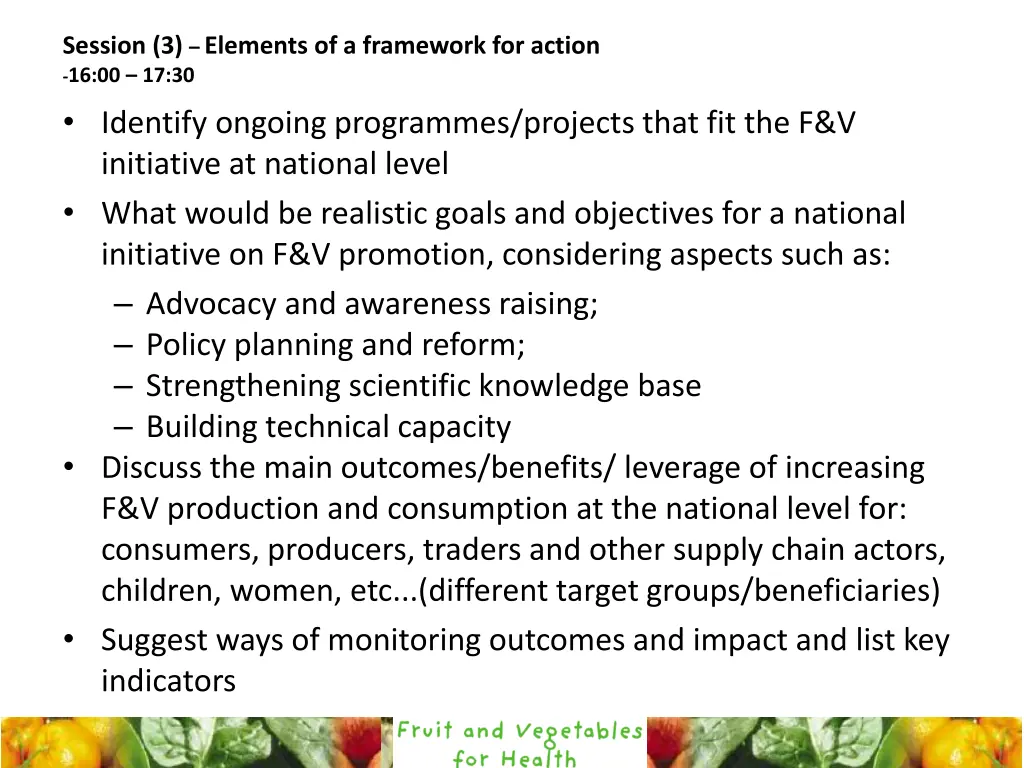 session 3 elements of a framework for action