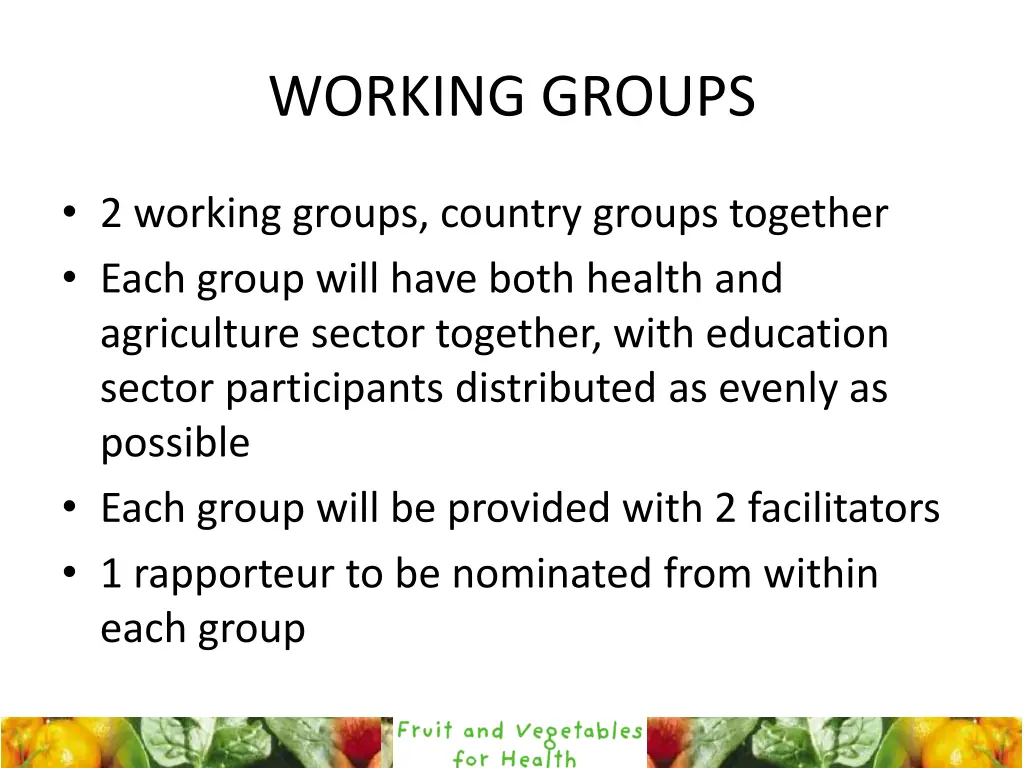 working groups