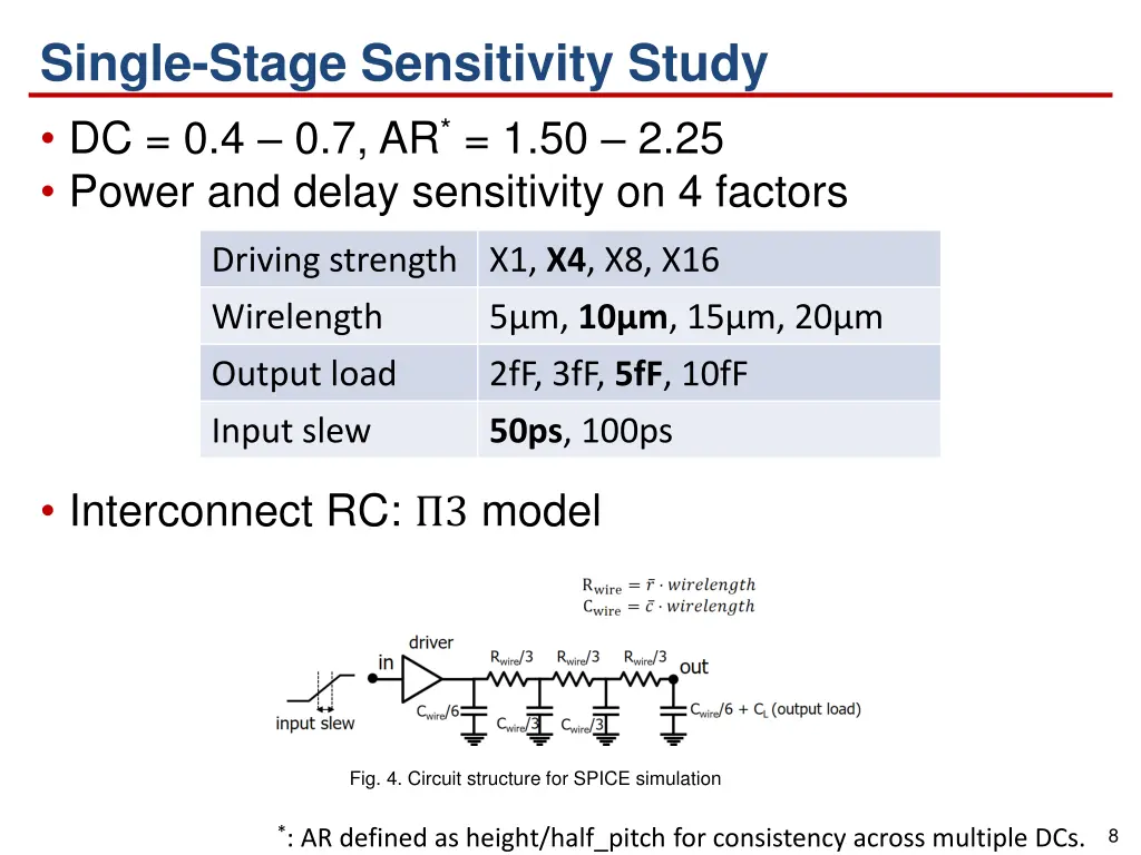 single stage sensitivity study