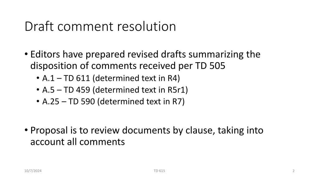 draft comment resolution