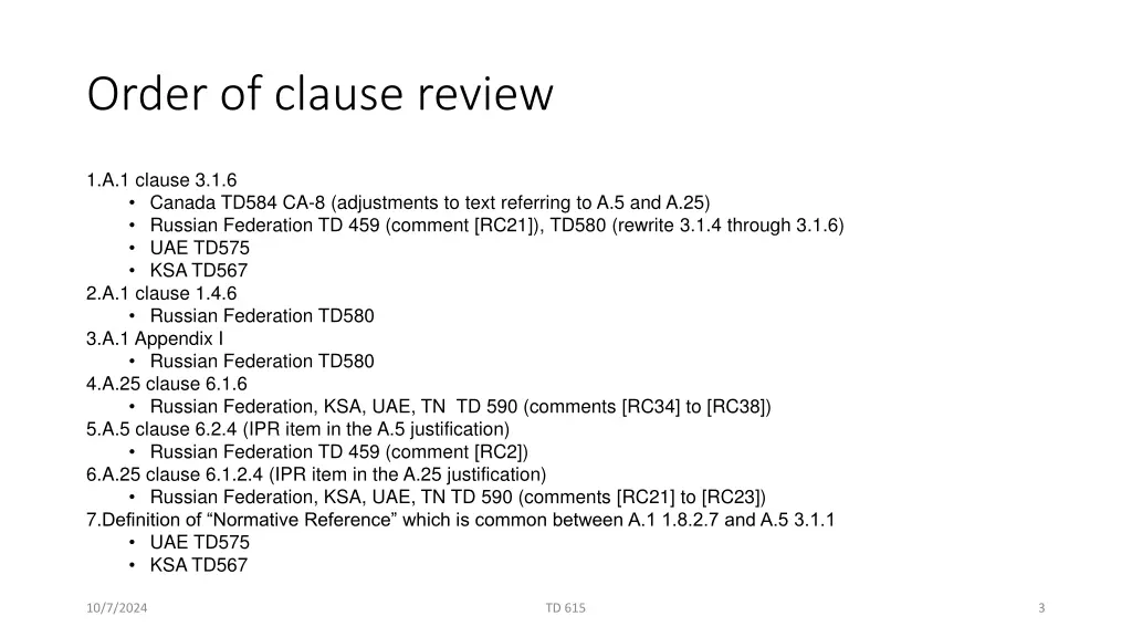 order of clause review