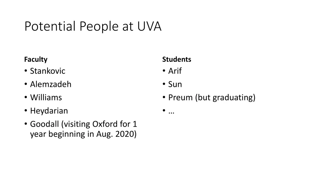 potential people at uva