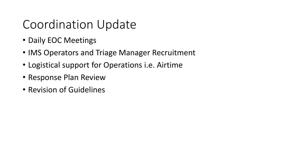 coordination update daily eoc meetings