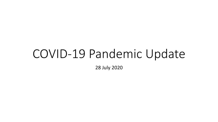 covid 19 pandemic update