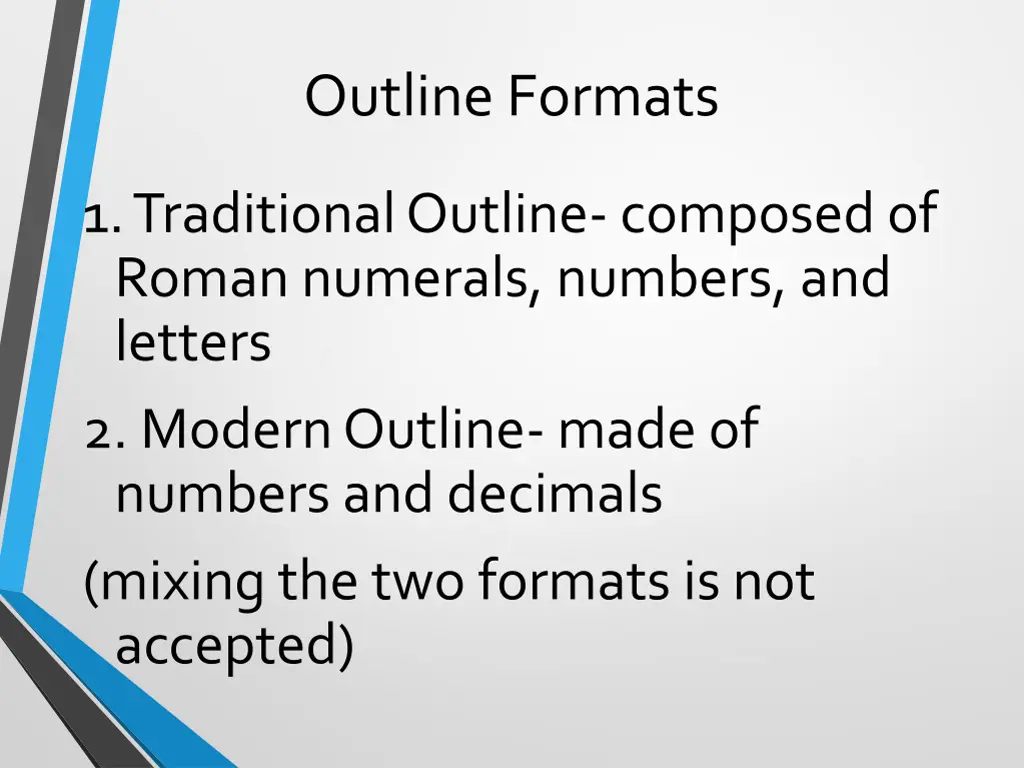 outline formats