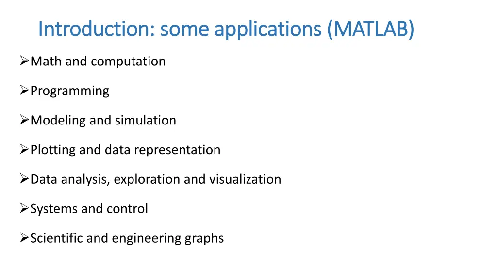 introduction some applications matlab