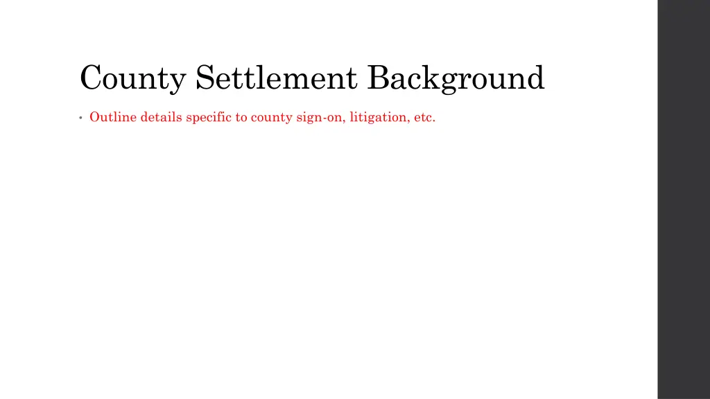 county settlement background