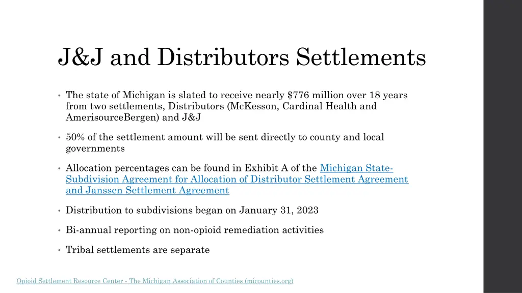 j j and distributors settlements