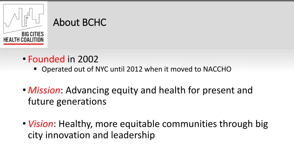 about bchc about bchc