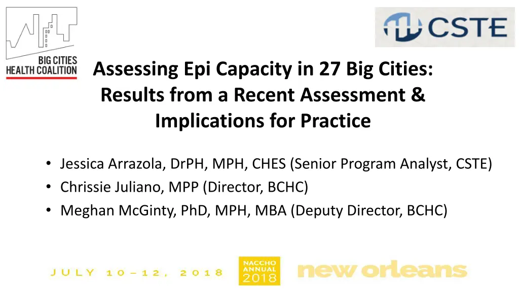 assessing epi capacity in 27 big cities results