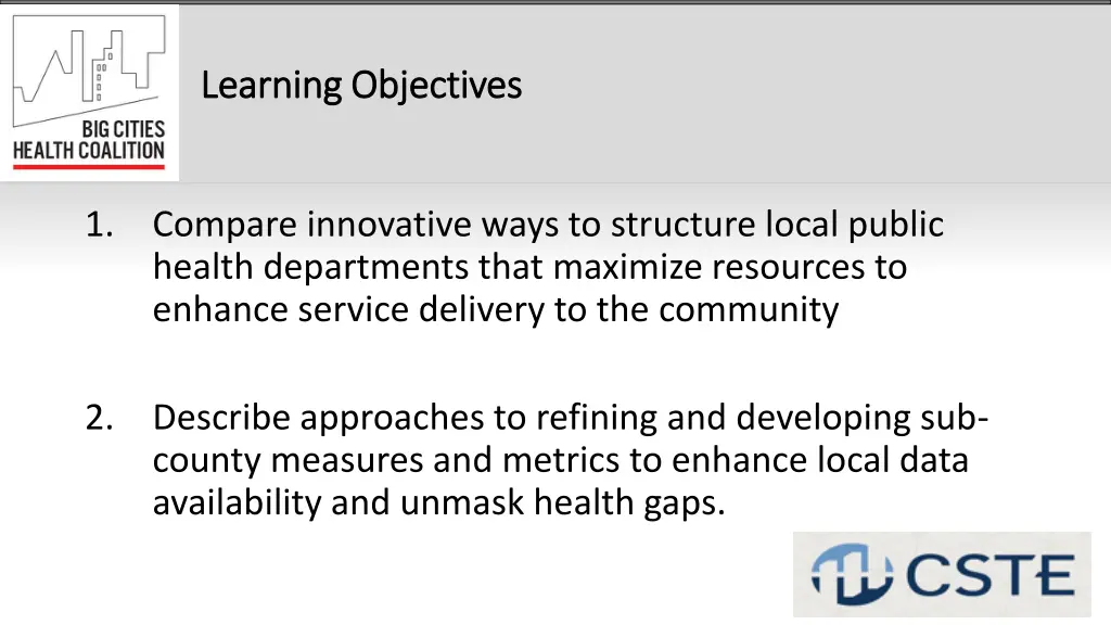 learning objectives learning objectives