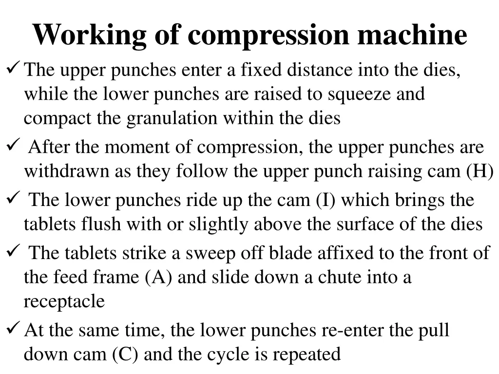 working of compression machine the upper punches