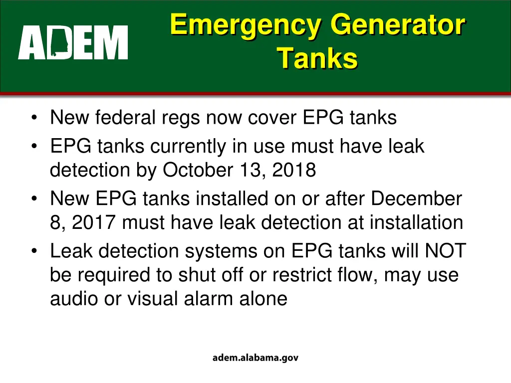 emergency generator tanks