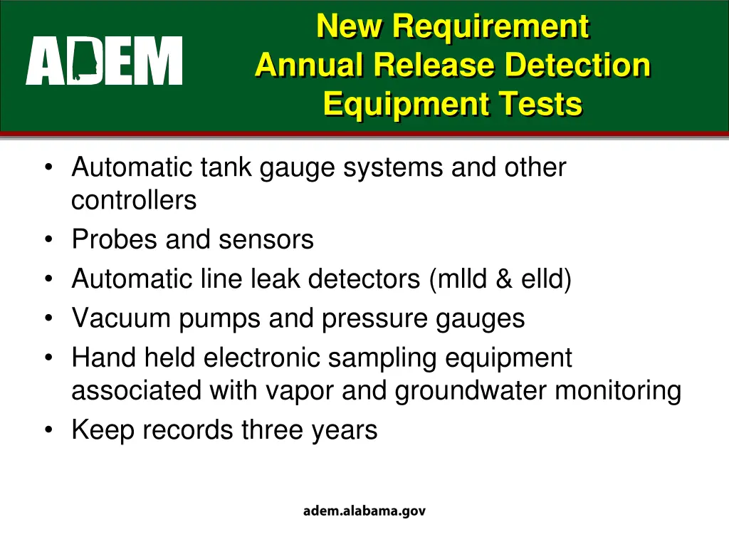 new requirement annual release detection