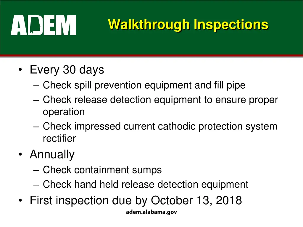 walkthrough inspections