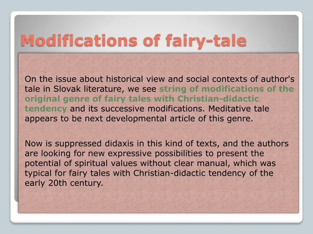 modifications of fairy tale