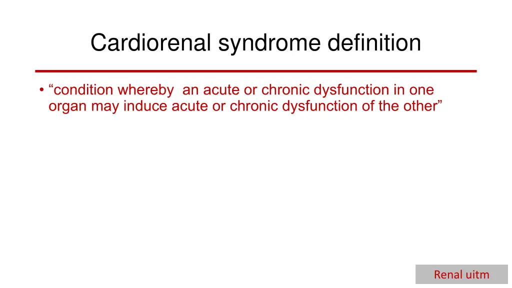 cardiorenal syndrome definition