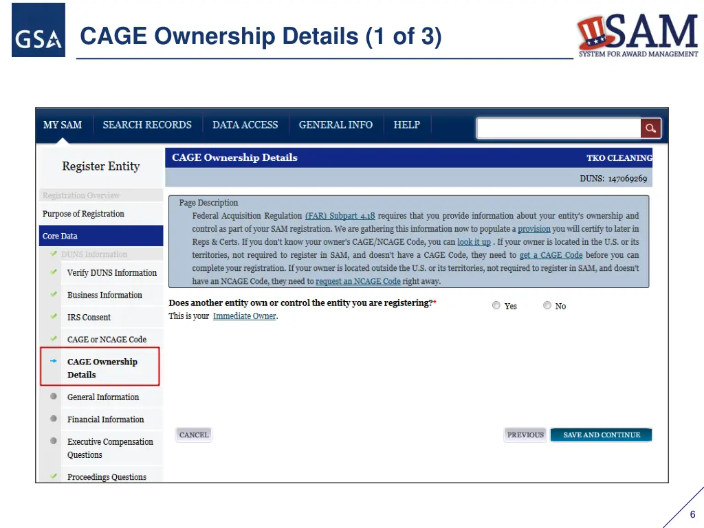 cage ownership details 1 of 3