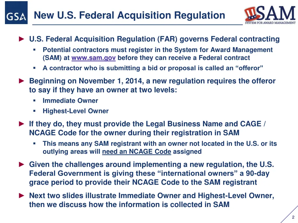 new u s federal acquisition regulation