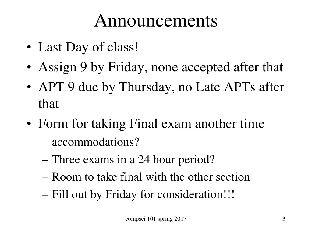 announcements