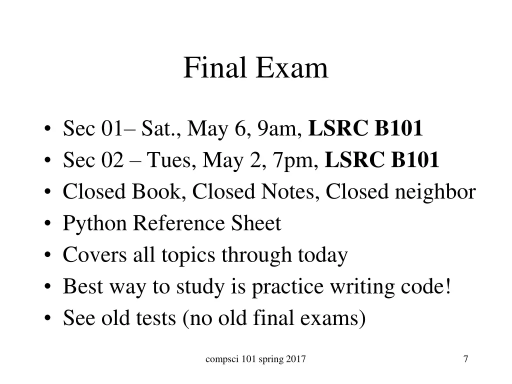 final exam