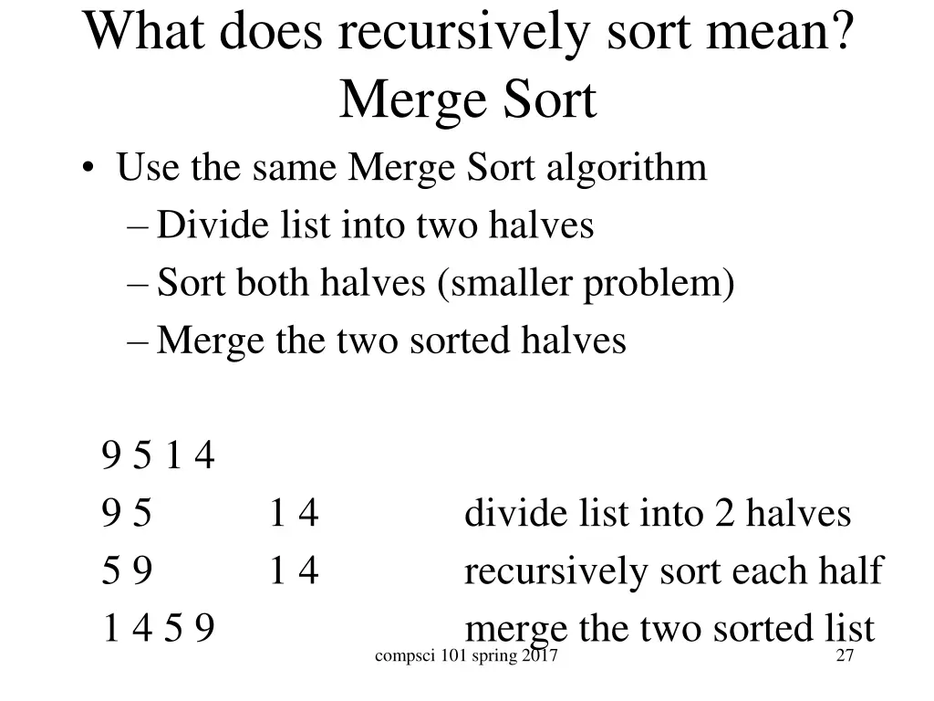 what does recursively sort mean merge sort