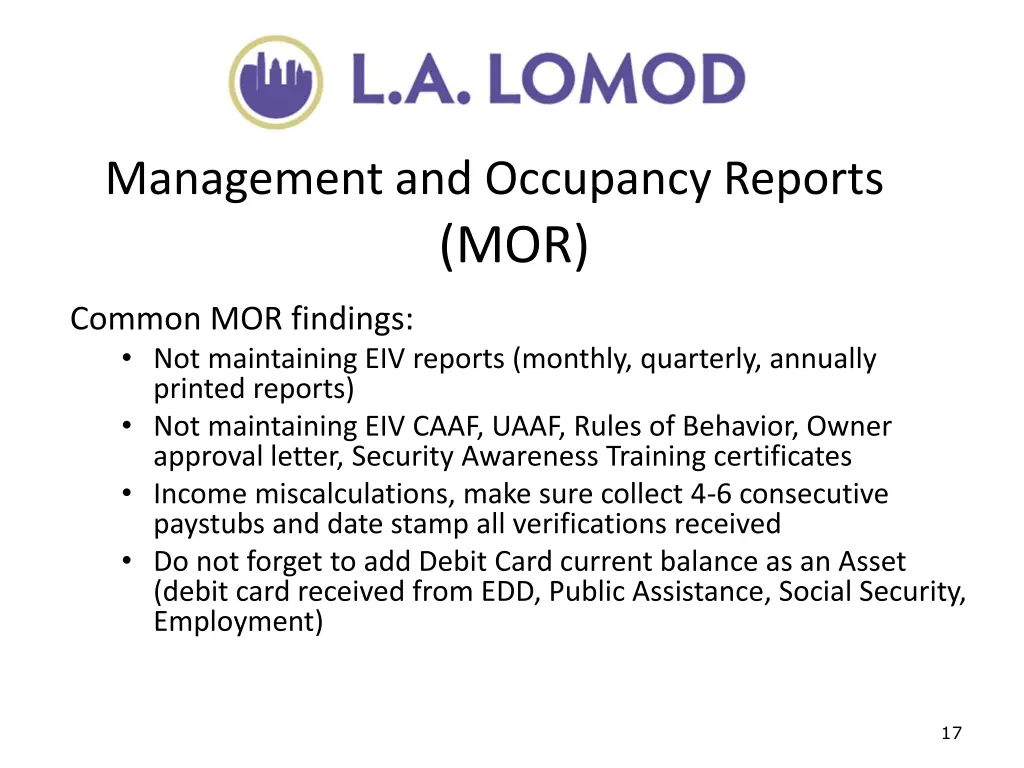 management and occupancy reports mor 2