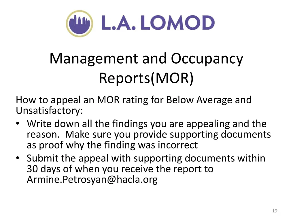 management and occupancy reports mor 4