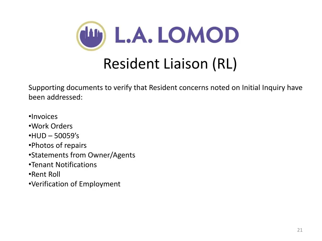 resident liaison rl 1