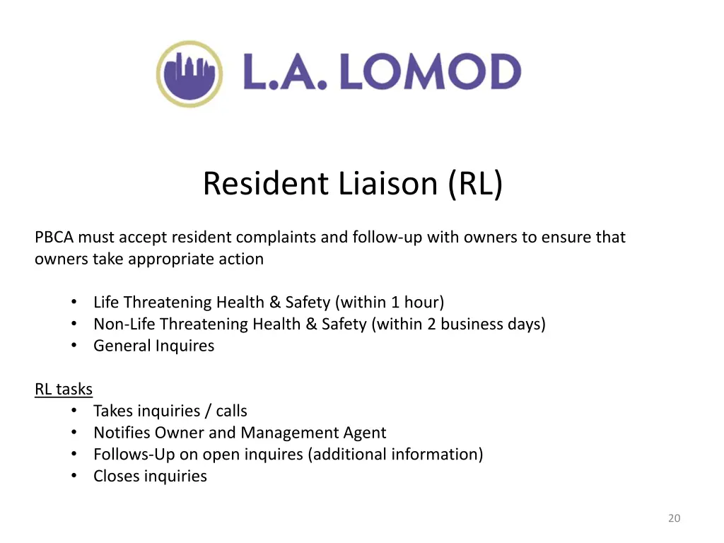 resident liaison rl